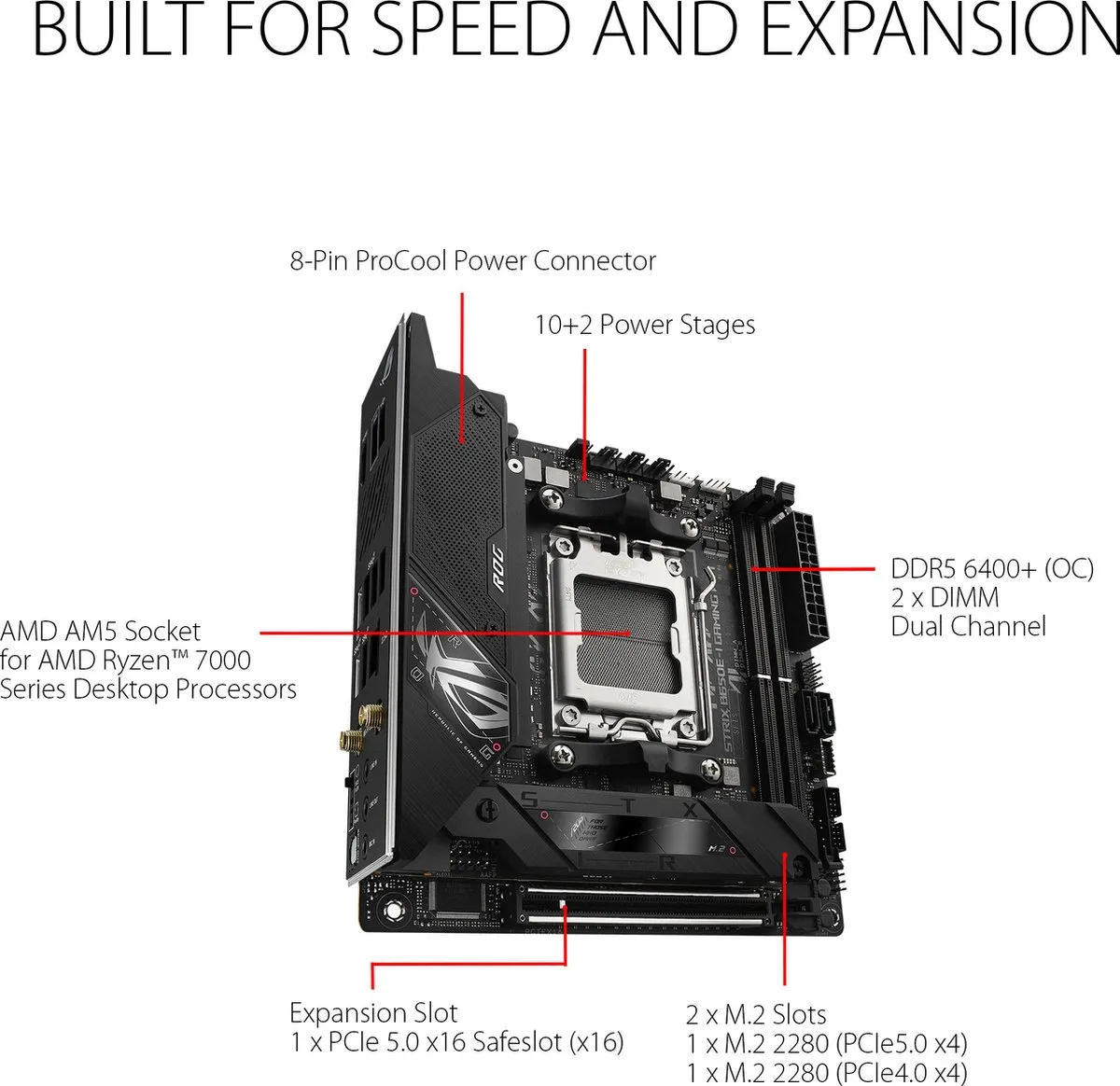 ASUS ROG Strix B650E-I Gaming WiFi AM5 Mini-ITX Moederbord - 64GB DDR5