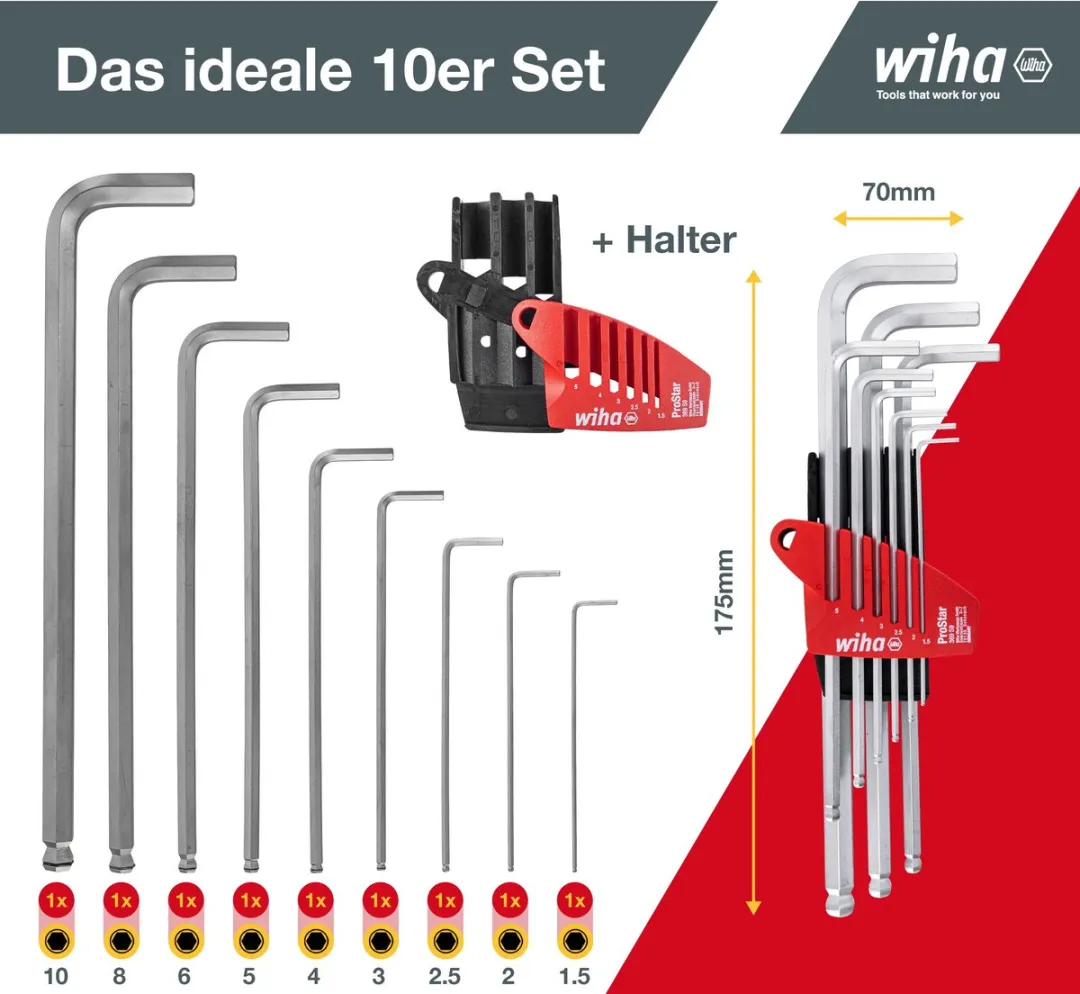 Wiha ProStar Stiftsleutelset SB369S9 - 9-delig - Mat verchroomd