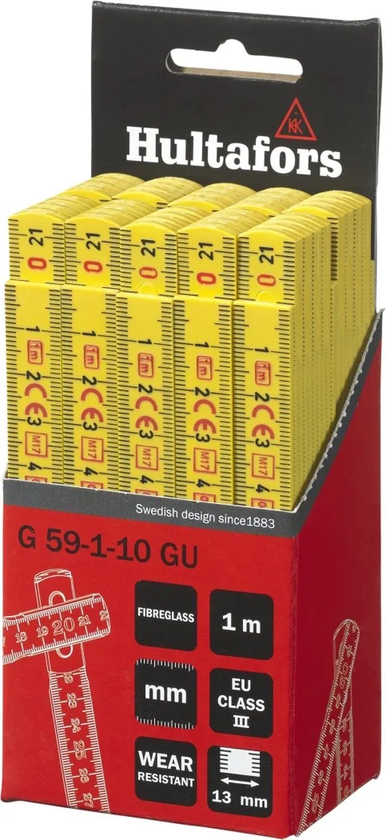 Hultafors G59-1-10GU Duimstok - 1m - Geel - afbeelding 3 van 6
