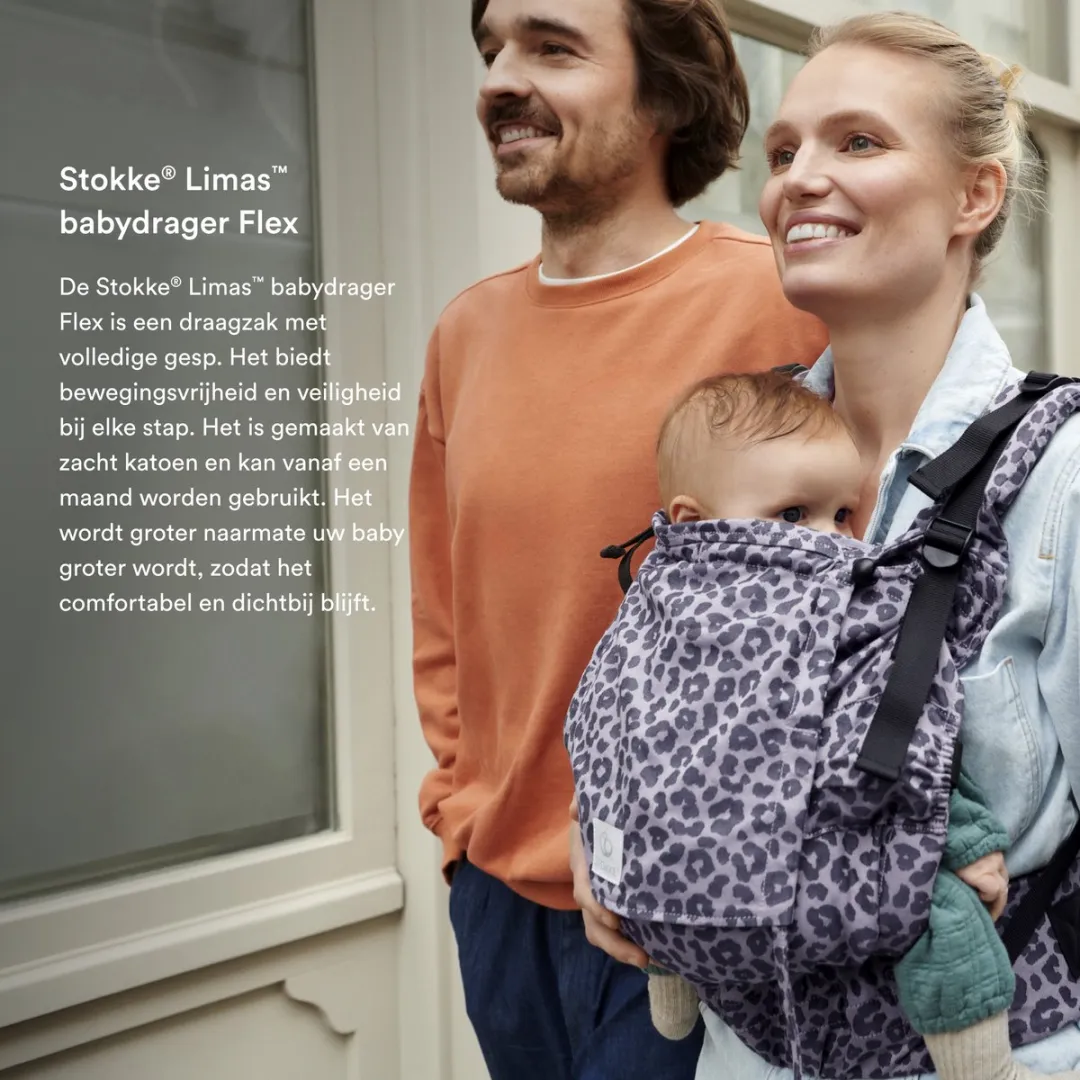 Stokke Limas Carrier Flex Paars - Leopard Lilac - 3 Draagopties
