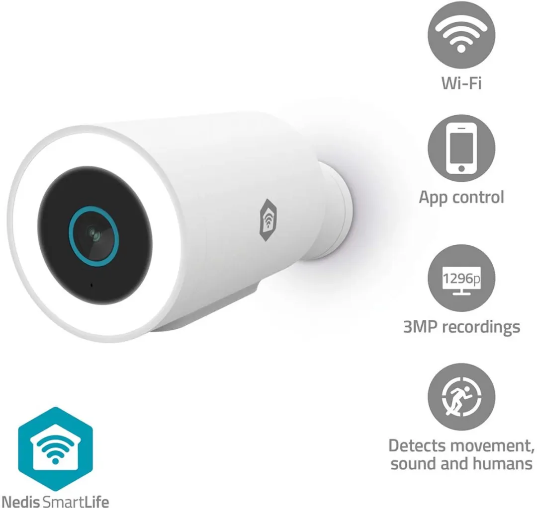 Nedis SmartLife WIFICO15CWT Beveiligingscamera Buiten - Full HD - IP65 - Wit