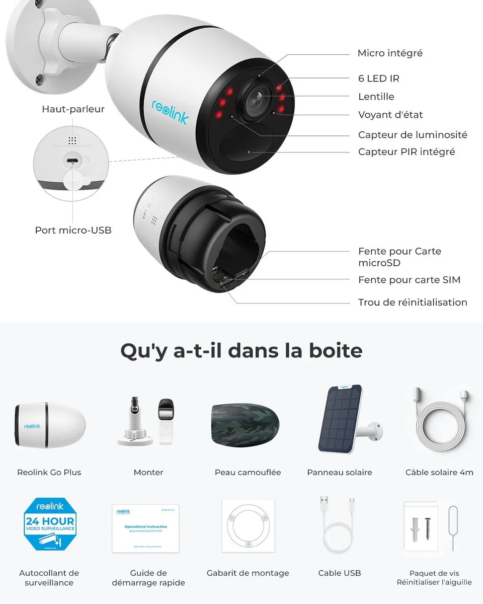 Reolink Go Plus 4G LTE Camera 2K - Zonnepaneel - Wit