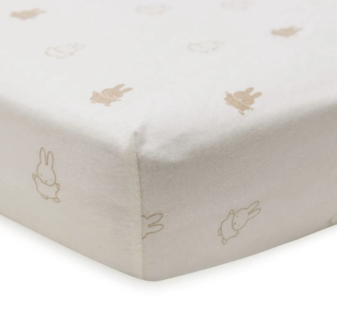 Jollein x Nijntje Hoeslaken Jersey 60x120cm - Happy Miffy Nougat