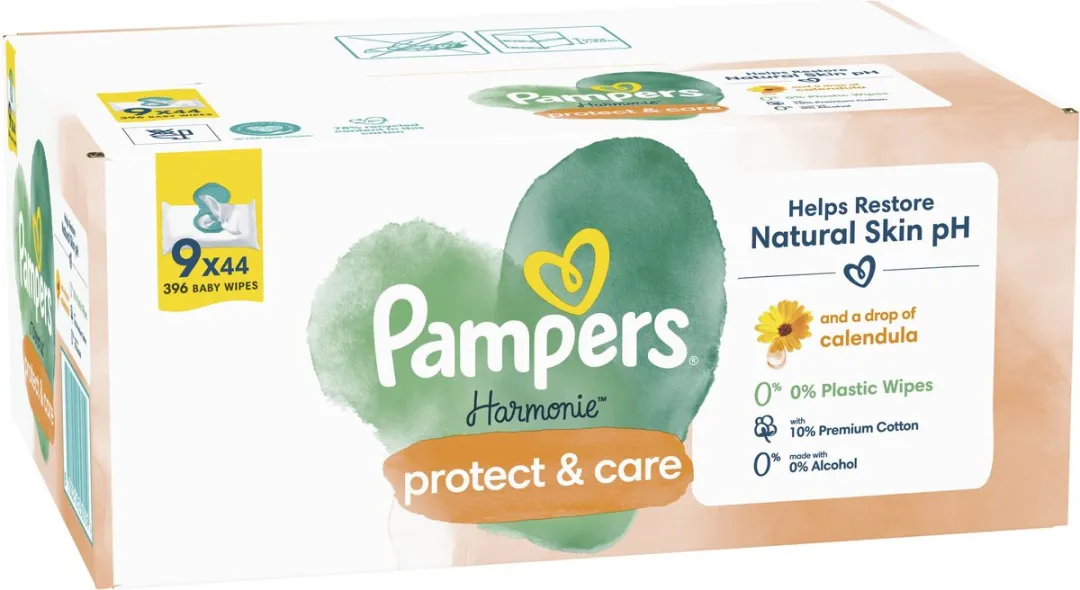 Pampers Harmonie Protect & Care Babydoekjes - 396 Stuks