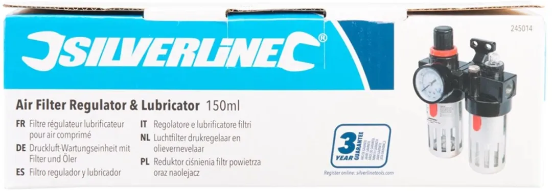 Silverline Luchtfilter Drukregelaar & Olievernevelaar 150ml - 10 Bar