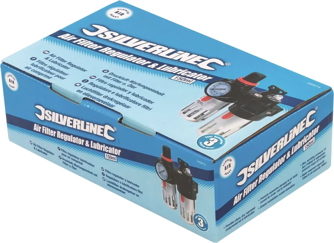 Silverline Luchtfilter Drukregelaar & Olievernevelaar 150ml - 10 Bar