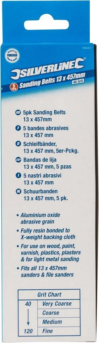 Silverline Schuurband K40 13x457mm - 5 Stuks - afbeelding 3 van 6