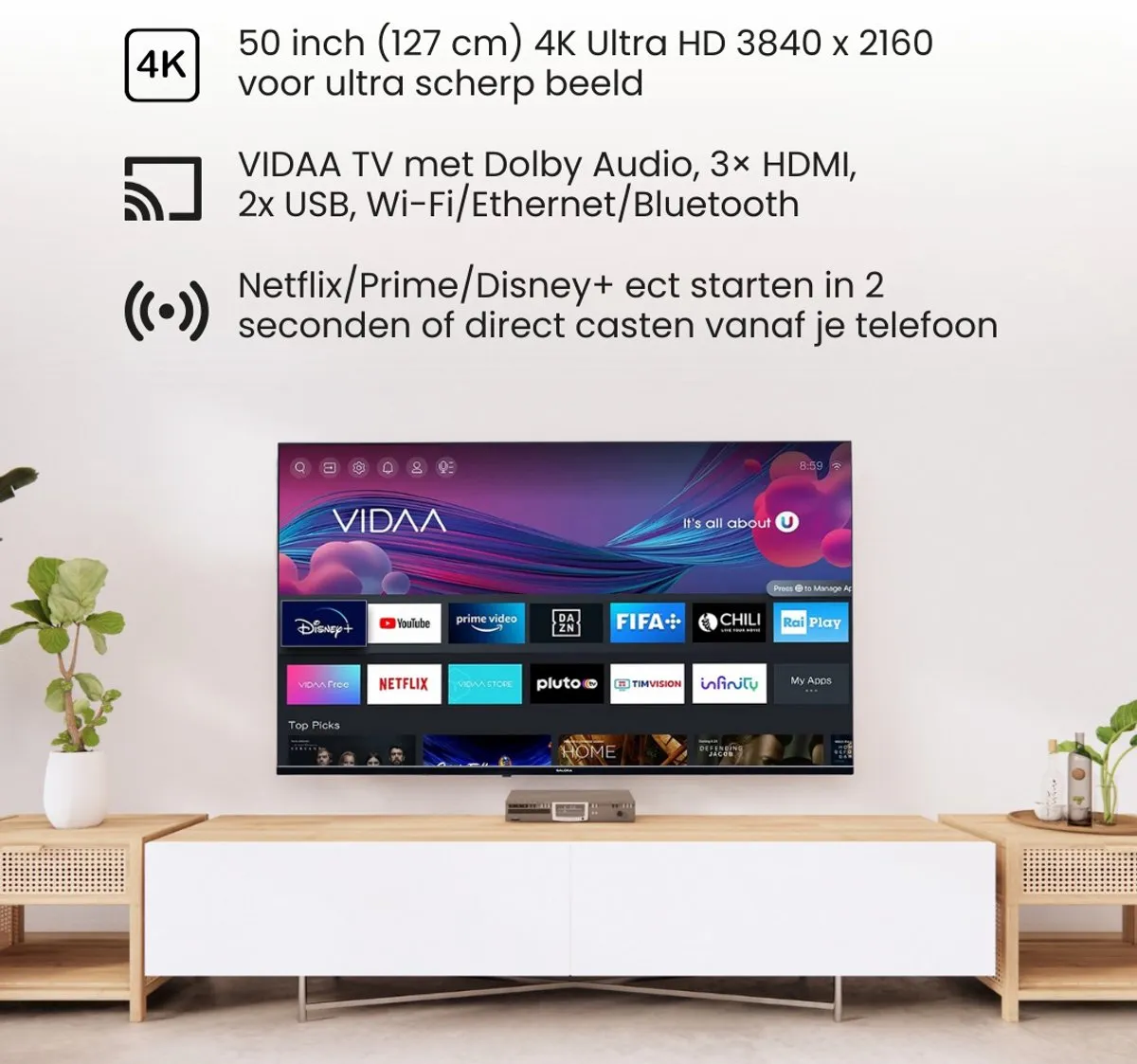 Salora FOD50UV 50 Inch Smart TV 4K - Zwart