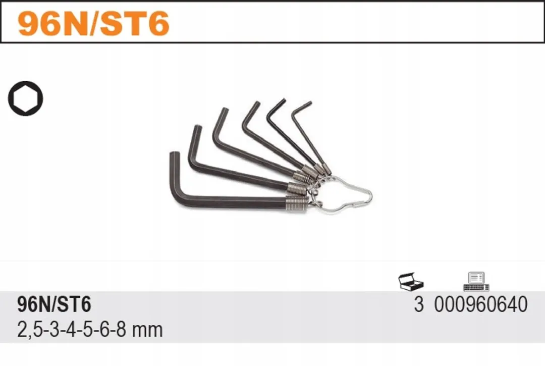 Beta 96N/ST6 Inbussleutelset 6-delig 2,5-8mm