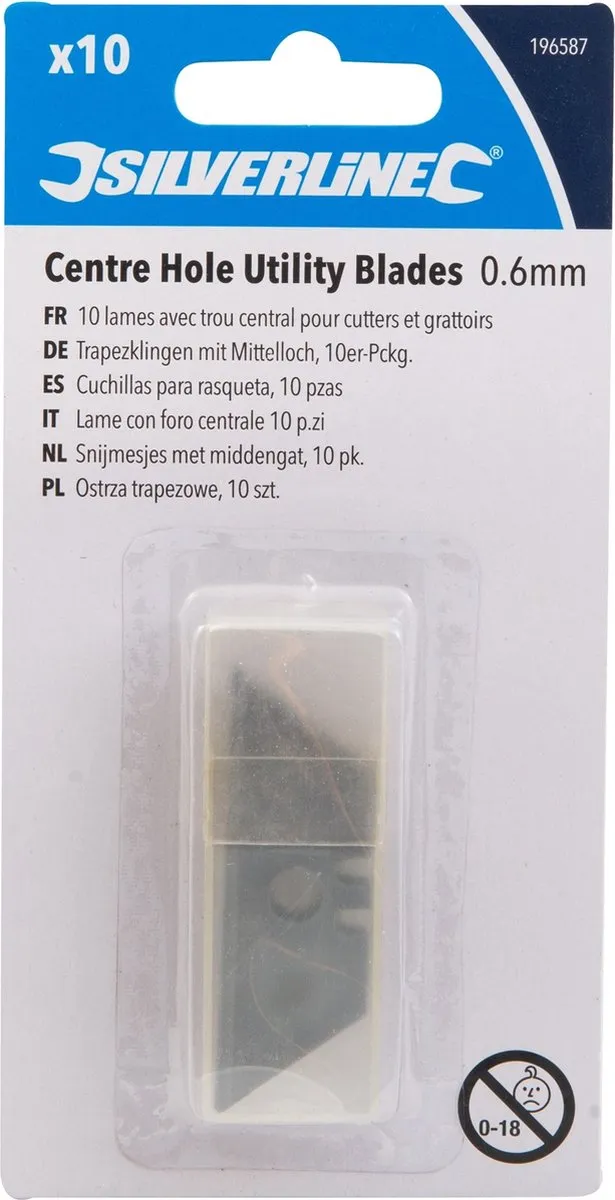 Silverline Reservemesjes Trapeziumvorm 10 Stuks - Gaten - Gehard Staal