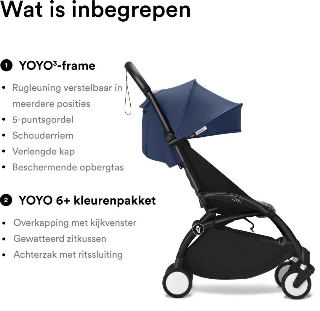 Stokke YOYO3 Kinderwagen - Air France Blue - Inclusief frame