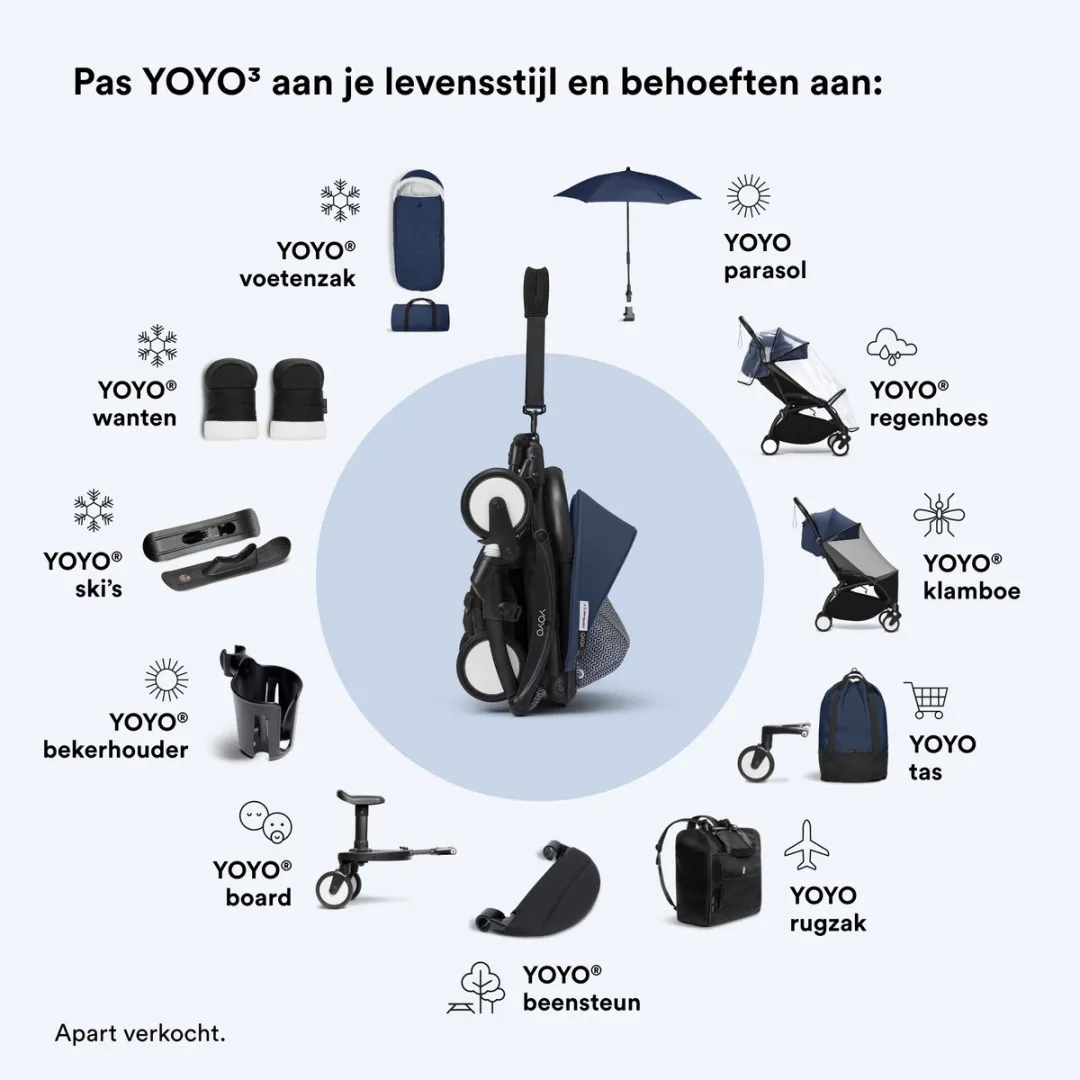Stokke YOYO3 Kinderwagen - Air France Blue - Inclusief frame