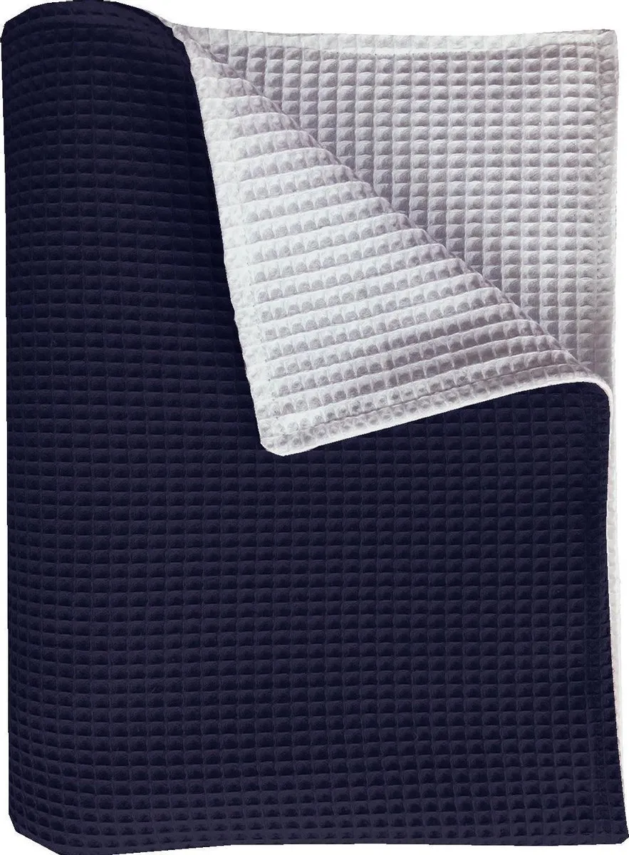 BINK Bedding Ledikantdeken Pique Marine/Wit 100x150cm