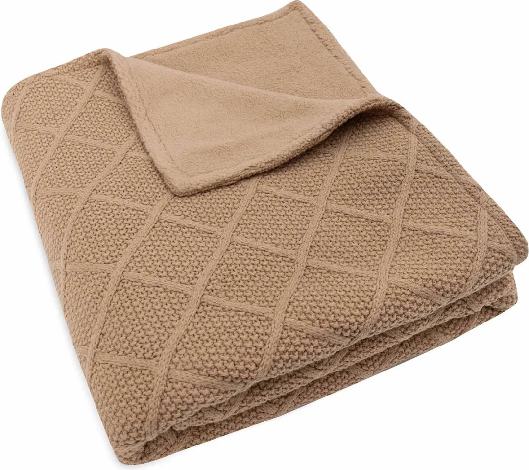 Jollein Deken Ledikant 100x150cm Check Knit Biscuit