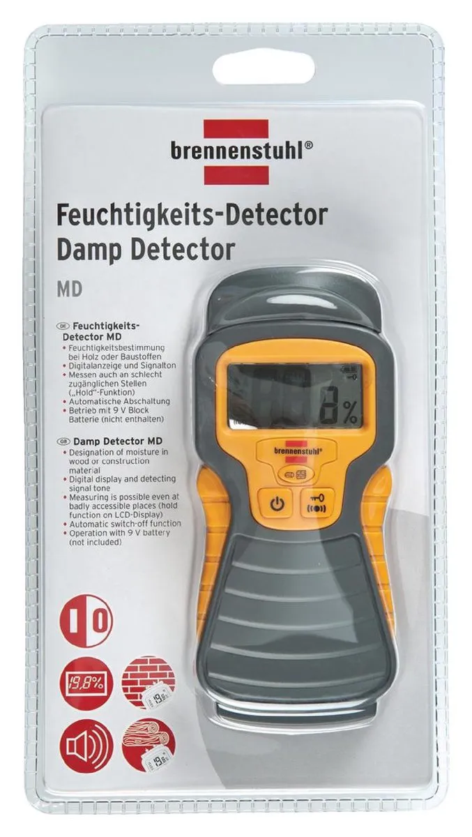 Brennenstuhl MD Vochtmeter - Hout/wanden - LCD Display - Antraciet/Geel