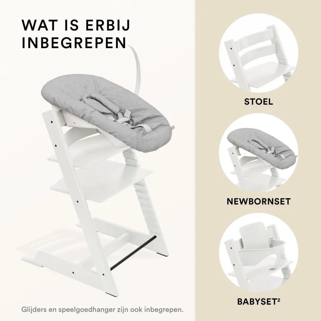 Stokke Tripp Trapp-kinderstoel, White (inclusief stoel en Babyset 2) met newbornset - veilig, verstelbaar, ergonomisch ontwerp