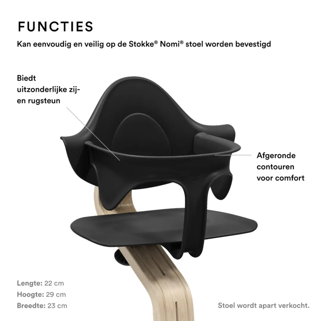 Stokke Nomi Babyset, Zwart - Biedt zij- en rugsteun als je baby leert zitten - Past bij alle Nomi-stoelen
