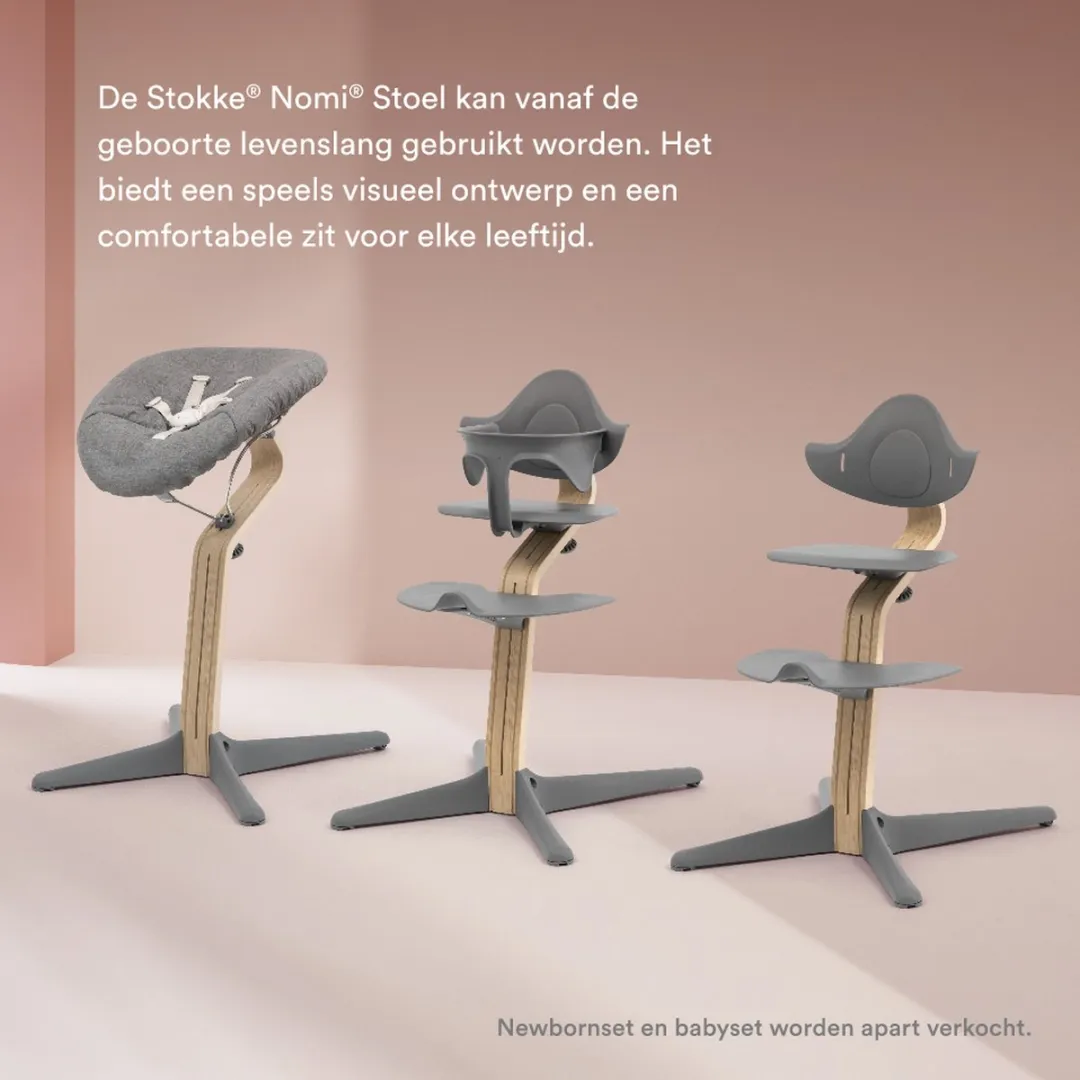 Stokke Nomi Babyset, Grijs - Biedt zij- en rugsteun als je baby leert zitten - Past bij alle Nomi-stoelen