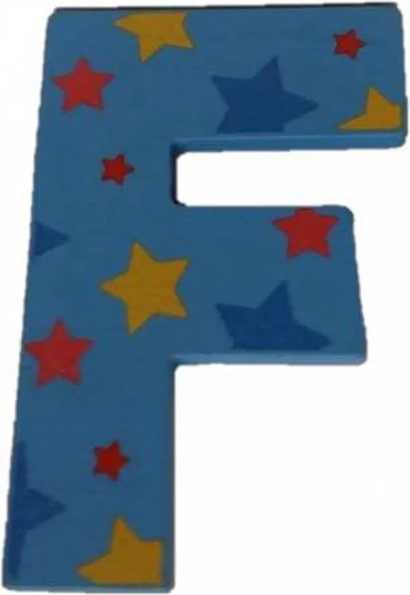 BIGJIGS Decoratieletter F Hout 7cm Blauw