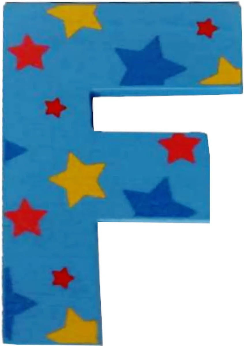 BIGJIGS Decoratieletter F Hout 7cm Blauw