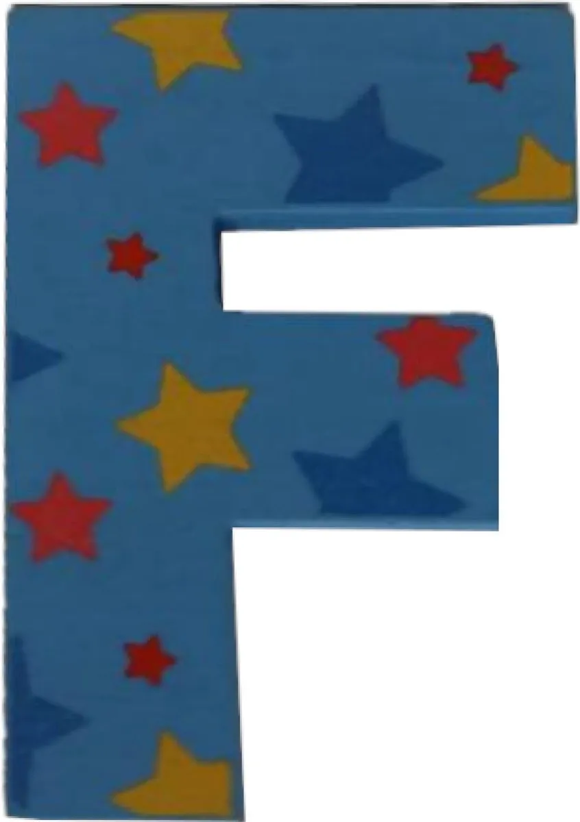 BIGJIGS Decoratieletter F Hout 7cm Blauw