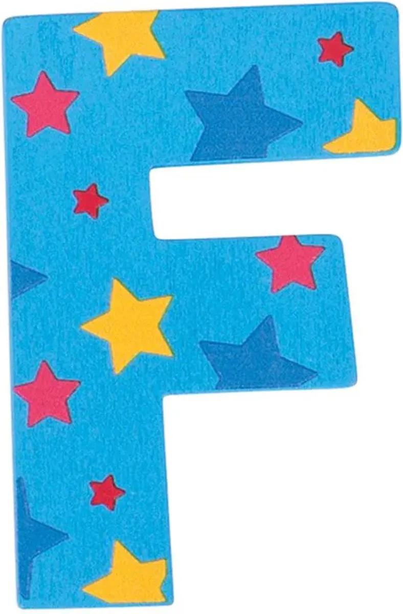 BIGJIGS Decoratieletter F Hout 7cm Blauw
