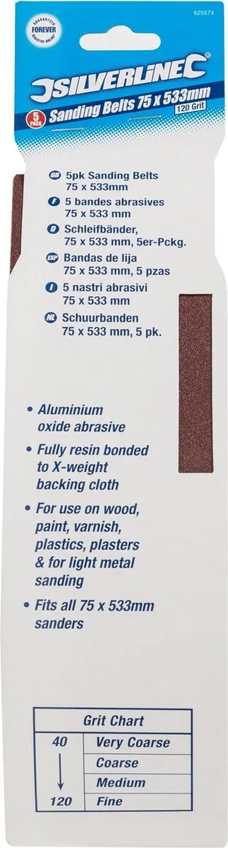 Silverline Schuurband 120 korrel - 5 Stuks