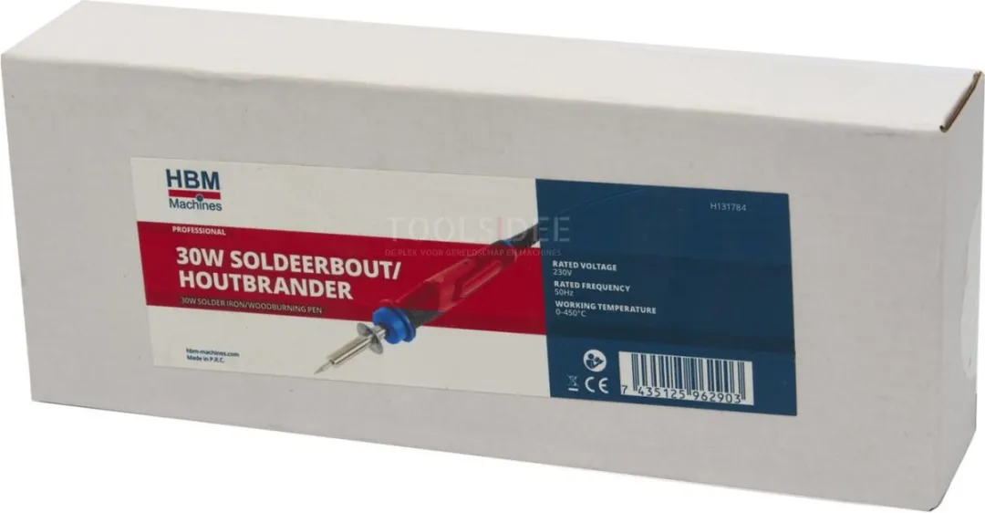 HBM Houtsoldeerbout 30W - 5 Stempeltips & 5 Schrijftips