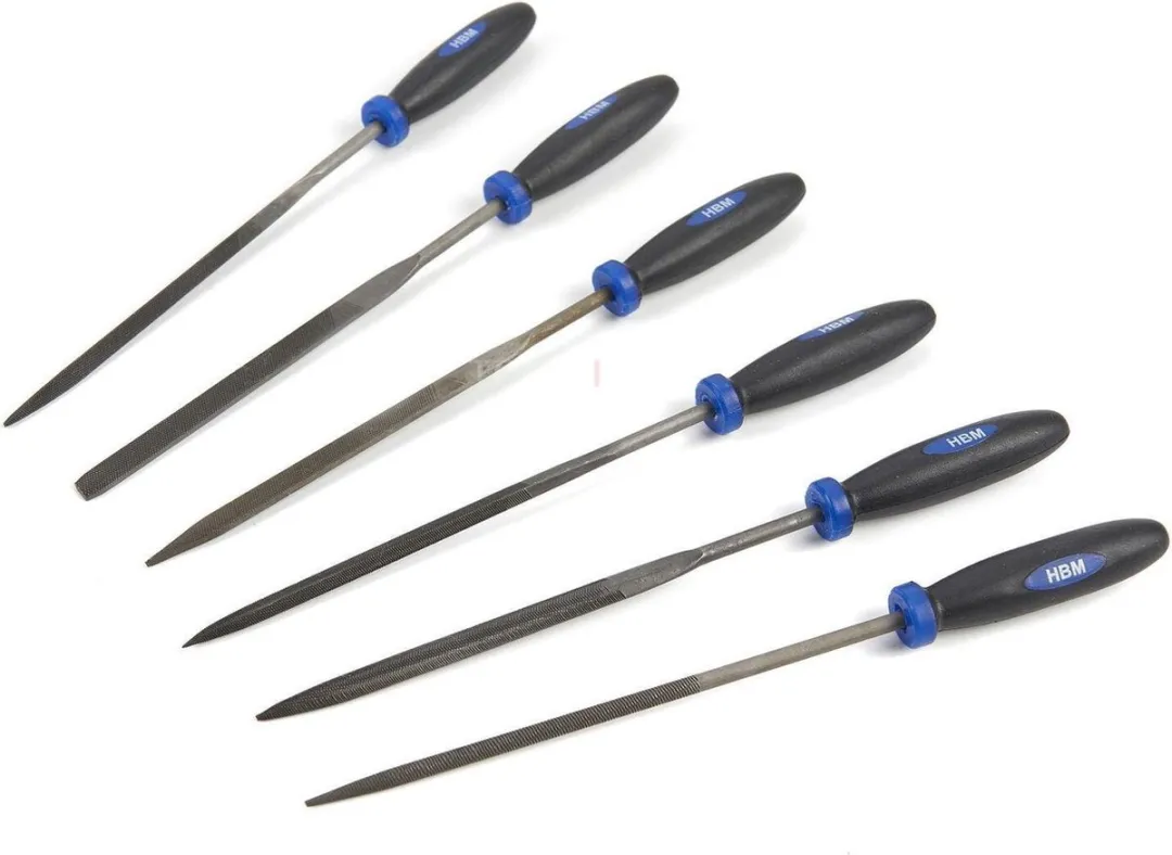 HBM 6-delige Deluxe Naaldvijlenset - Soft Grip Handvaten