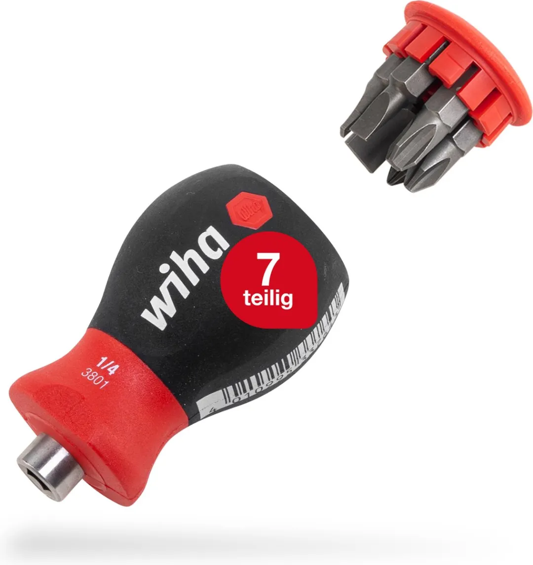 Wiha Stubby Schroevendraaier 33736 - Magnetisch Bitmagazijn - PH - Rood/Zwart