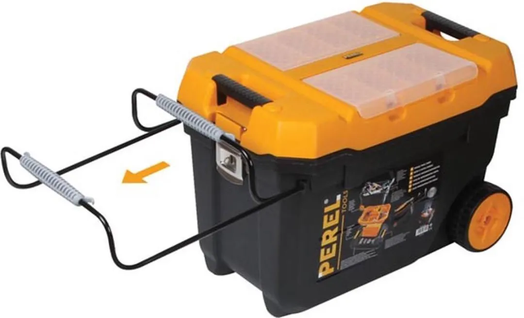 Perel Gereedschapskoffer op wielen 595x420x370mm - Zwart/Geel