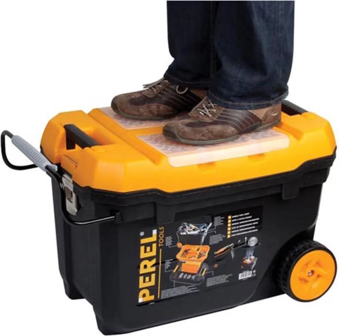 Perel Gereedschapskoffer op wielen 595x420x370mm - Zwart/Geel