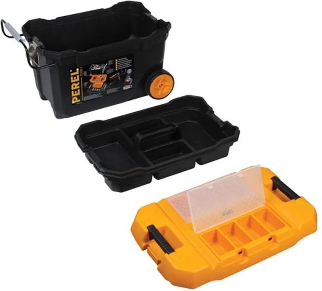 Perel Gereedschapskoffer op wielen 595x420x370mm - Zwart/Geel