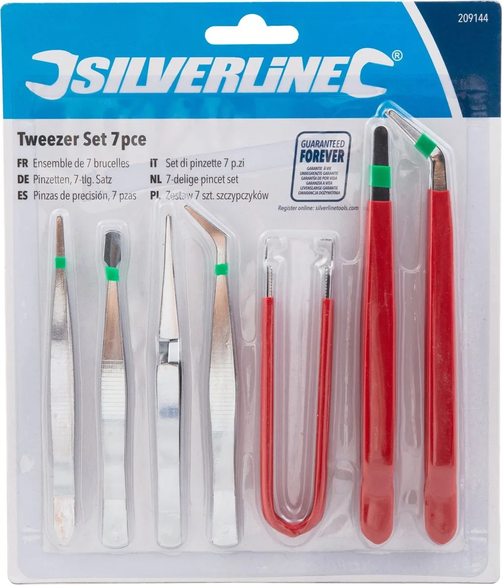 Silverline Pincetset 7-delig - Chroomgeplateerd