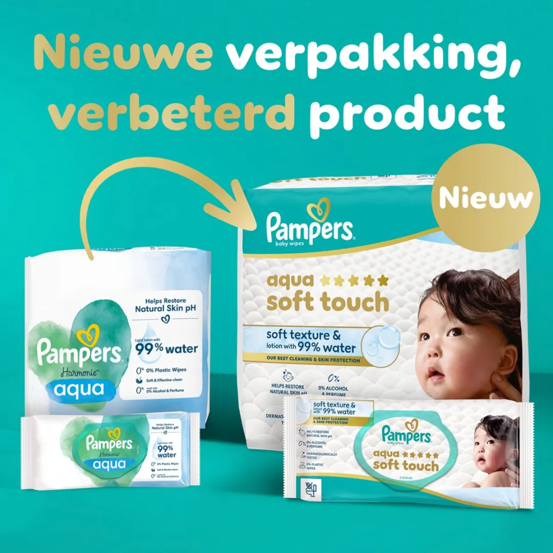 Pampers Aqua Soft Touch Babydoekjes - 900 Stuks
