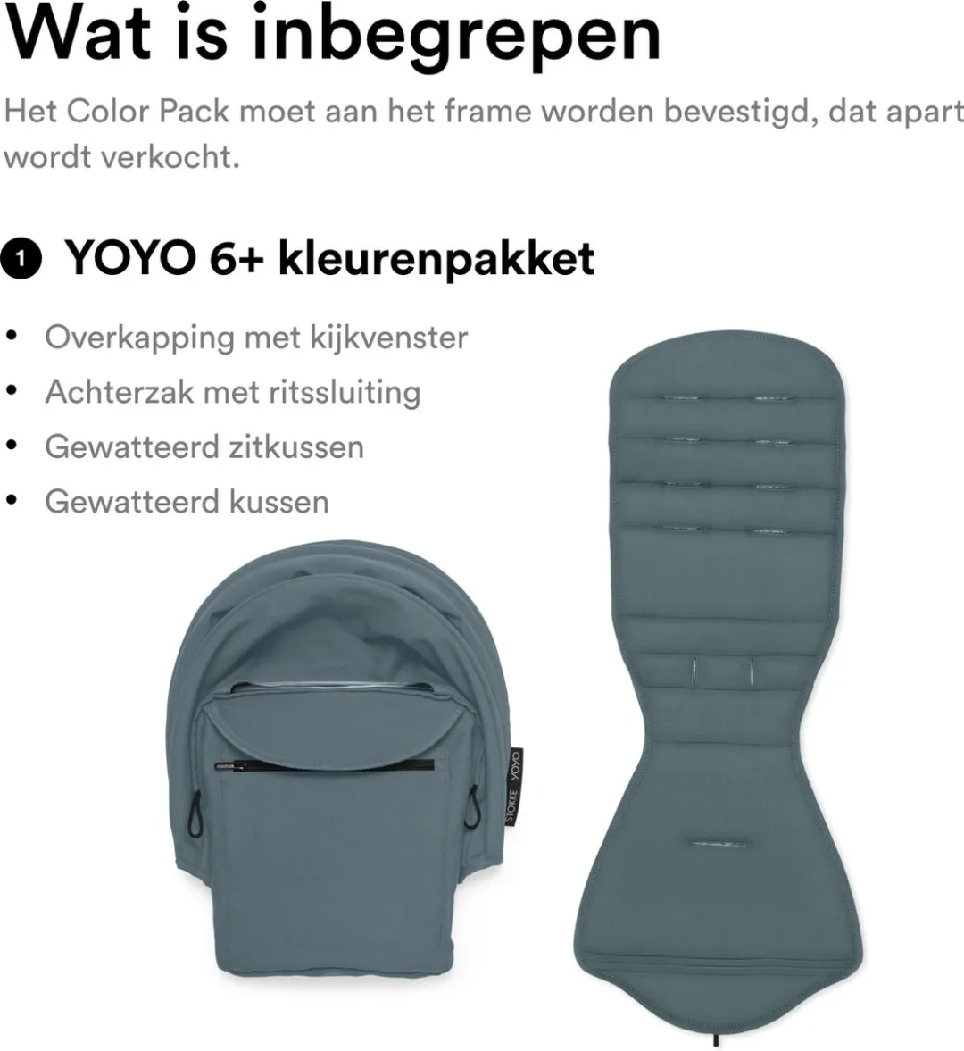 Stokke YOYO 6+ Color Pack Aqua - Zitkussen, luifel & achterzak