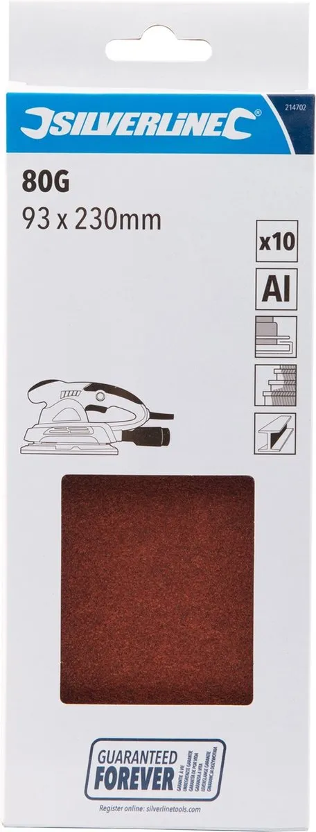 Silverline Schuurvellen Aluminiumoxide 80 - 95x230mm - 10 Stuks - afbeelding 6 van 6