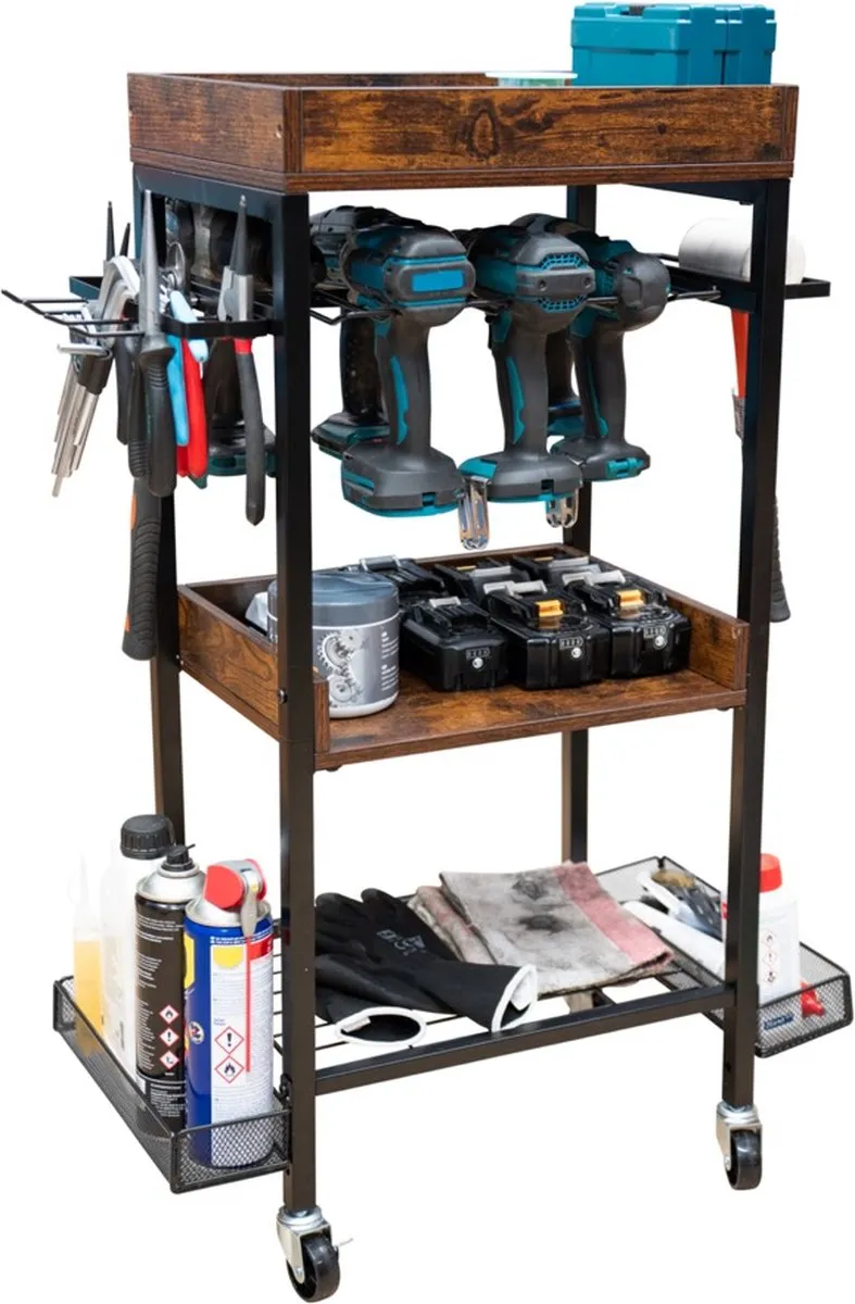 Toolbrothers Werkplaatsgaragewagen Metaal 86x45x30cm - Transportwielen - afbeelding 2 van 5