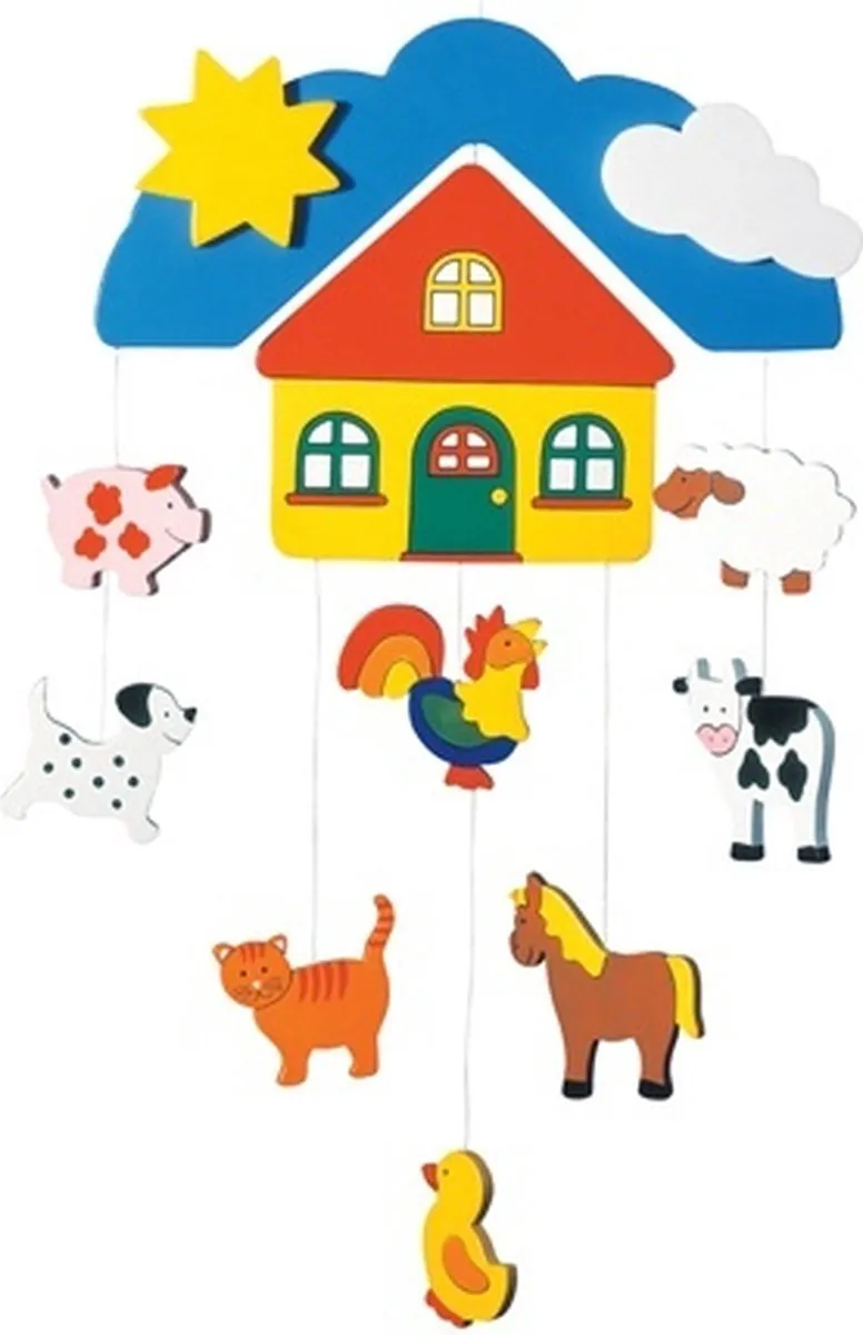 Goki Boerderij Houten Mobiel - 23,5x41cm - Multi