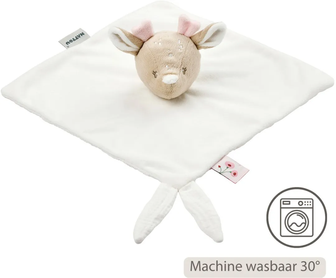 Nattou FanFan Baby Knuffeldoekje 27x27cm - Hertje - Gebroken Wit