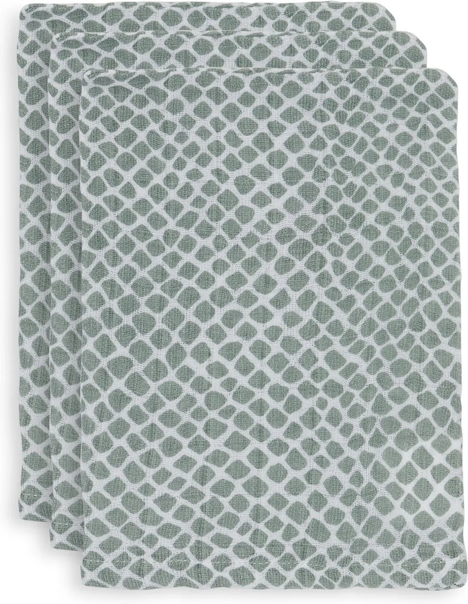 Jollein Hydrofiel Washandje Snake Ash Green - 3 Stuks