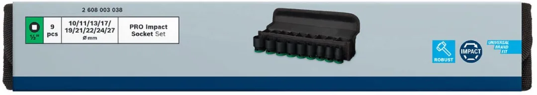 Bosch Professional PRO Impact Krachtdoppenset 9-delig 2608003038