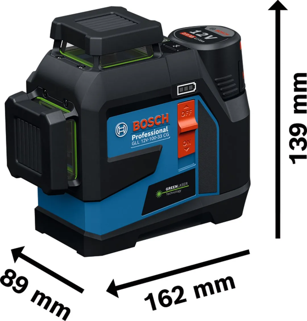 Bosch Professional GLL 12V-100-33 CG Lijnlaser - 4x AA Batterijen