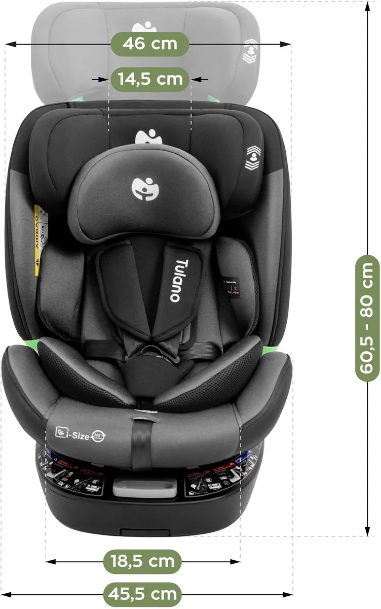 Tulano Loom 35 Kinderautostoel ISOFIX RWF 0-12 jaar - Zwart/Grijs