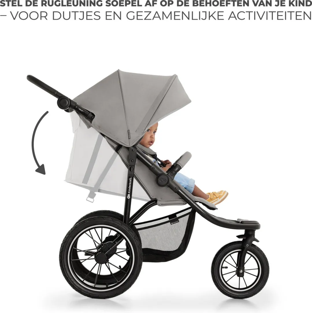 KinderKraft HELSI 2 All-Terrain Wandelwagen - 3 Opblaasbare Wielen - Grijs
