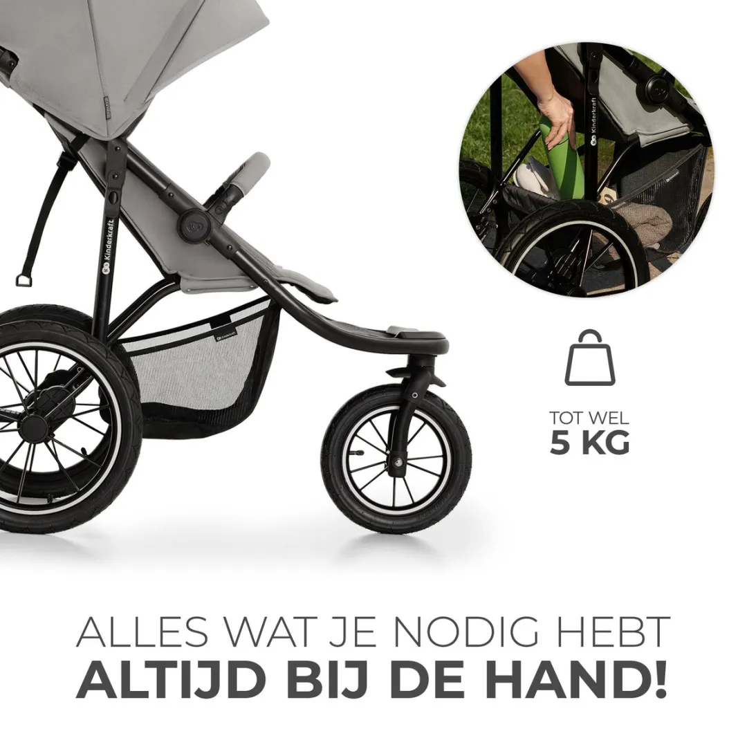KinderKraft HELSI 2 All-Terrain Wandelwagen - 3 Opblaasbare Wielen - Grijs