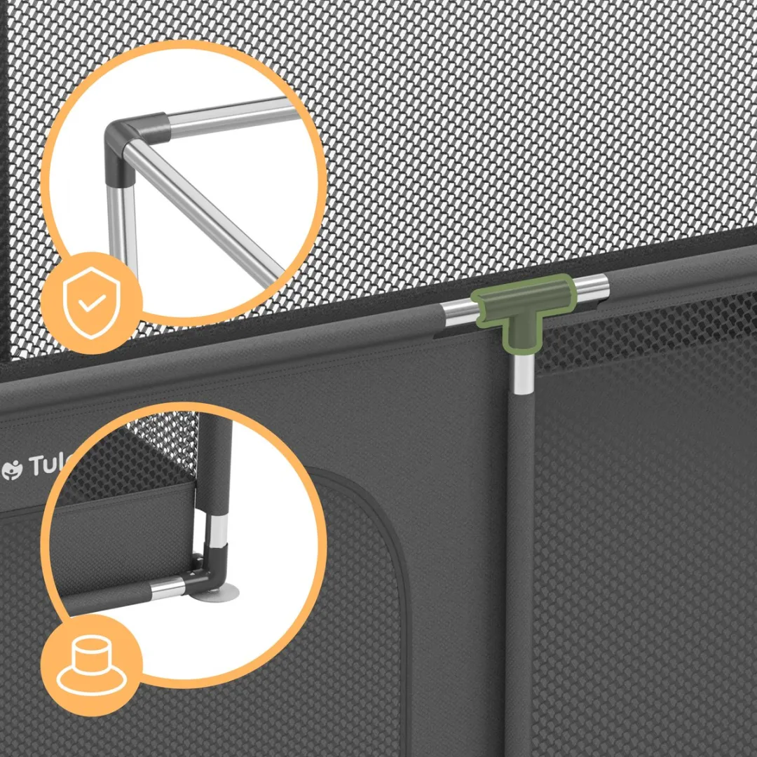 Tulano Cozy 22 - Grondbox / Baby box / Kinderbox 120×180 cm - Voor Binnen - Ademend Gaas - EN71 Gecertificeerd - Grafiet