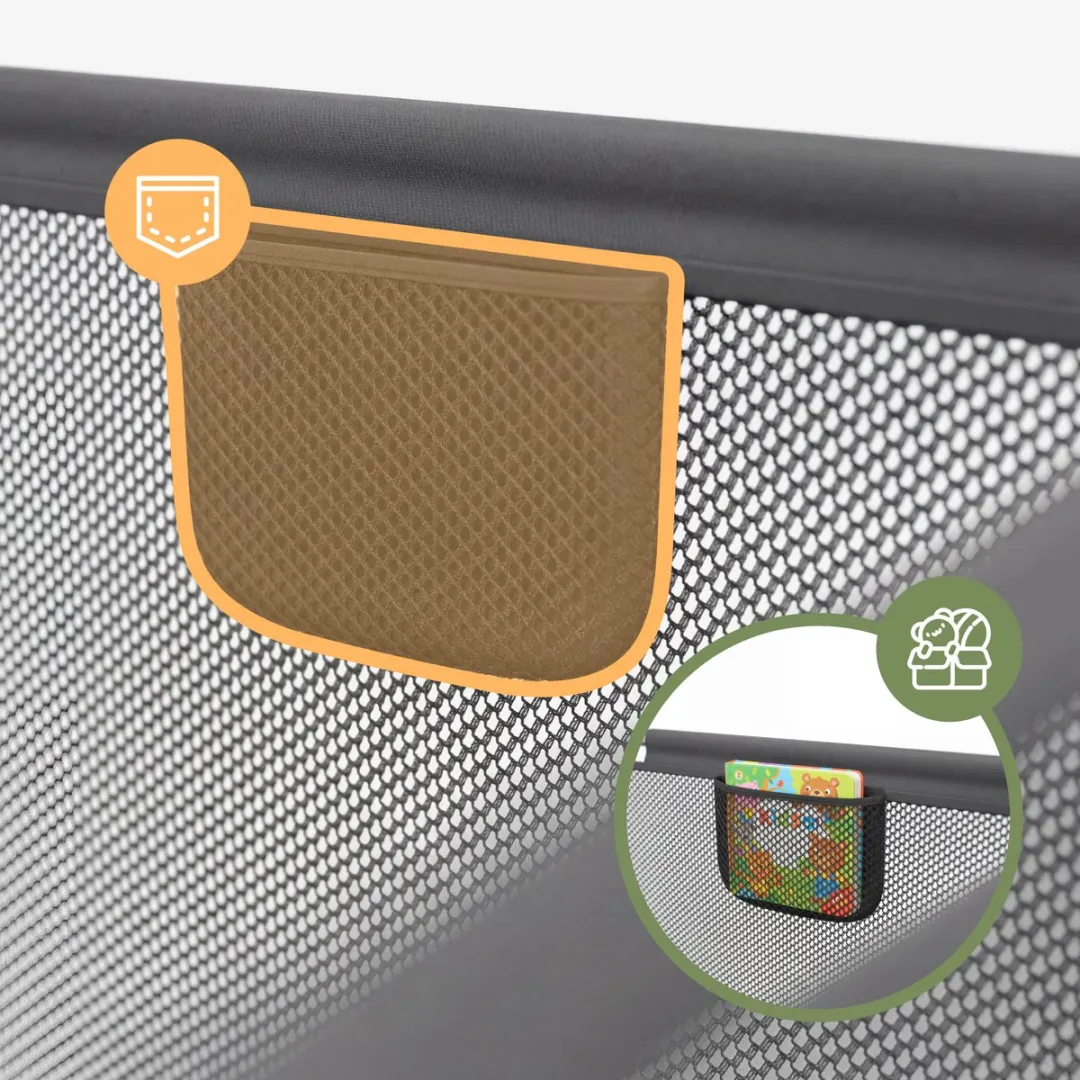 Tulano Cozy 22 - Grondbox / Baby box / Kinderbox 120×180 cm - Voor Binnen - Ademend Gaas - EN71 Gecertificeerd - Grafiet