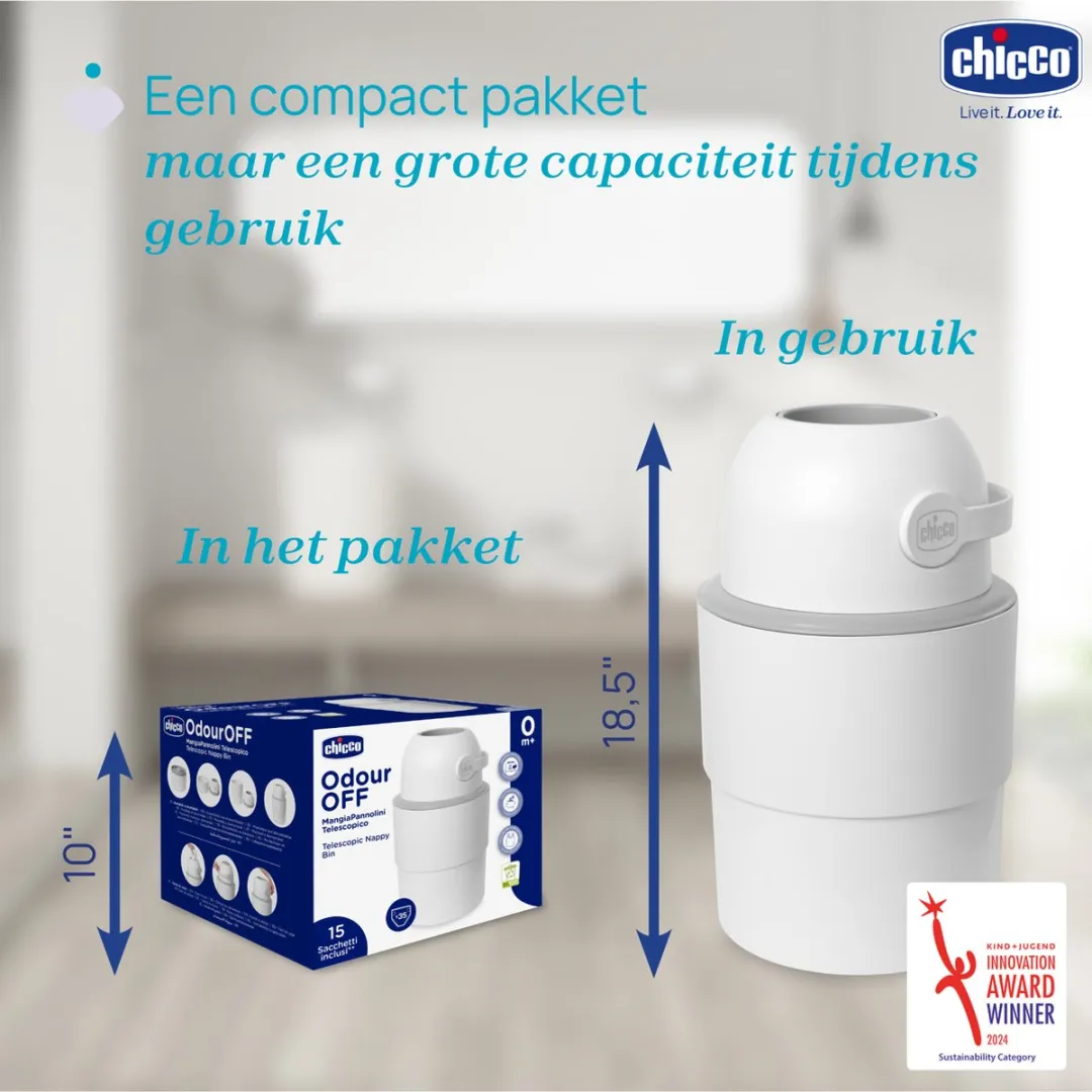 Chicco Odour Off Telescopische Luieremmer 35L - Wit