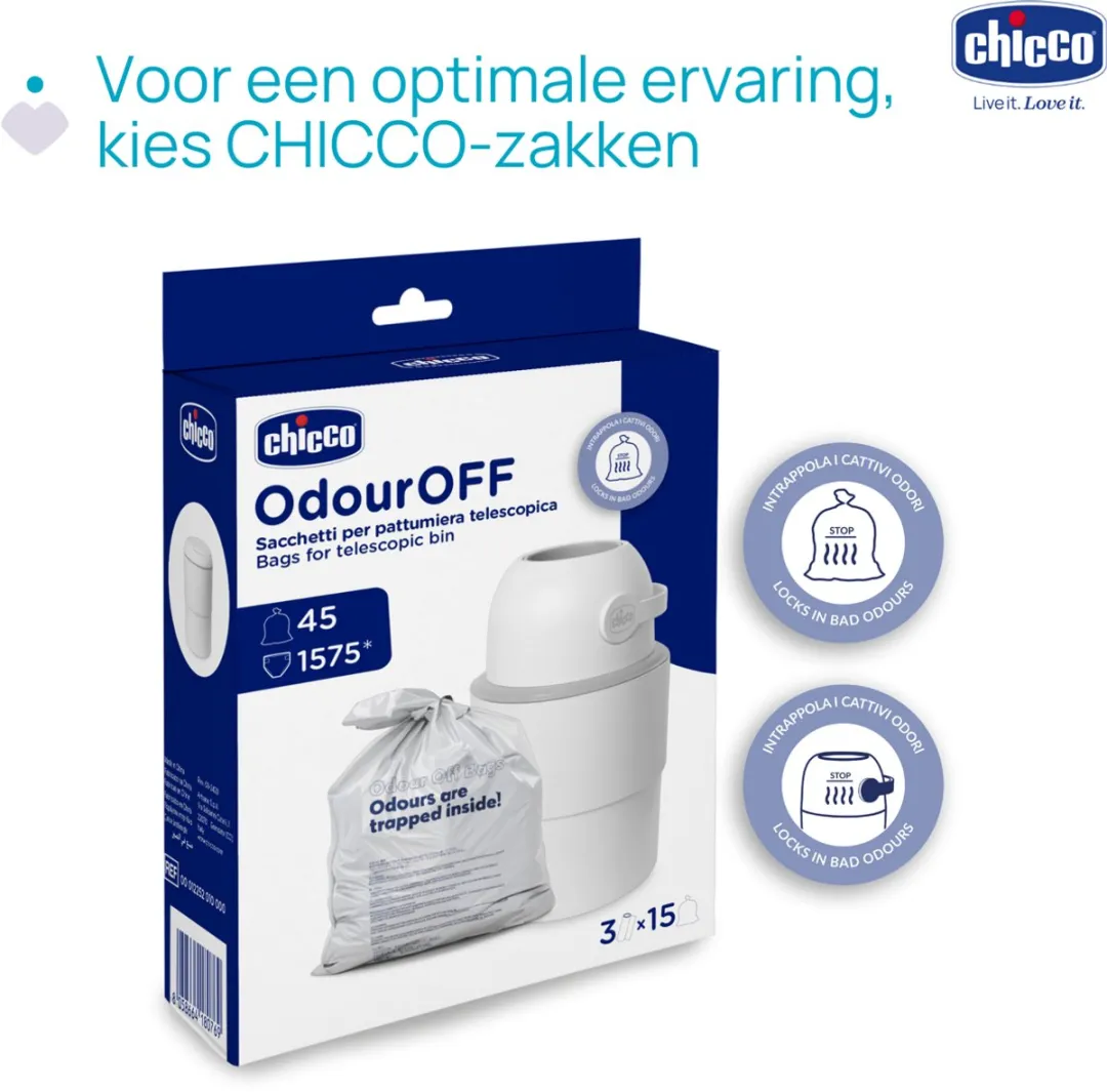 Chicco Odour Off Telescopische Luieremmer 35L - Wit